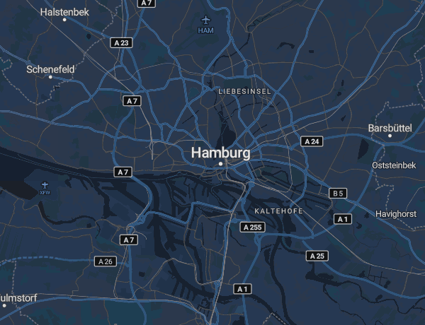 Karte von Hamburg mit Elbe und Hafen