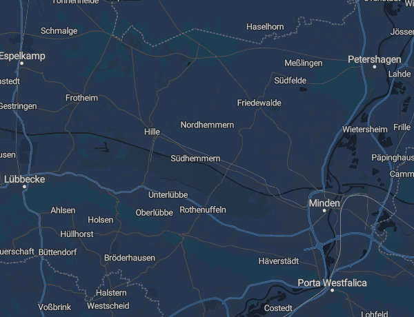 Karte des Kreises Minden-Lübbecke mit Minden und Lübbecke